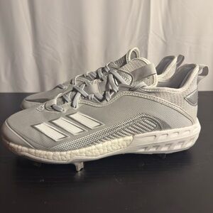New Adidas Icon 6 Baseball Metal Cleats- Grey White- Men’s size 9.5
